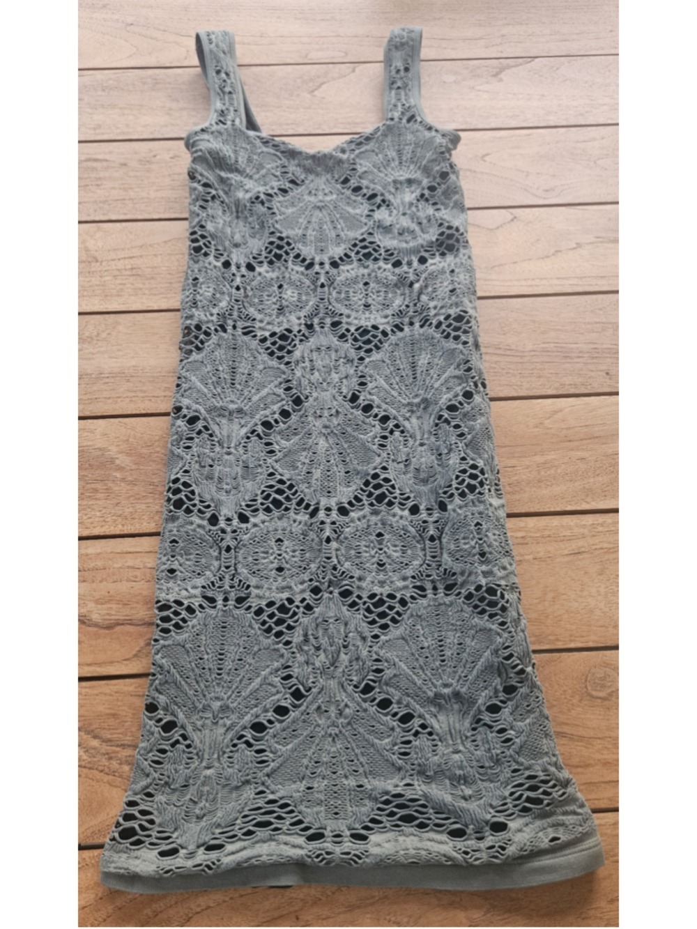 Free People Intimately Medallion Crochet Bodycon Mini Dress Sage Size M/L